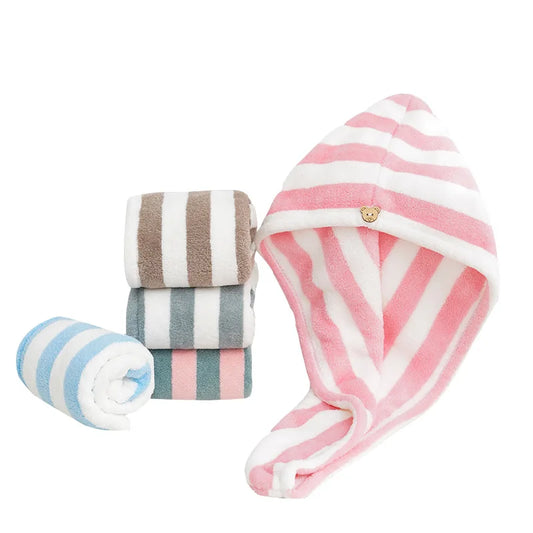 Microfiber Hair Towel Wrap – Thickened Coral Velvet Quick-Dry Cap for Fast Hair Drying