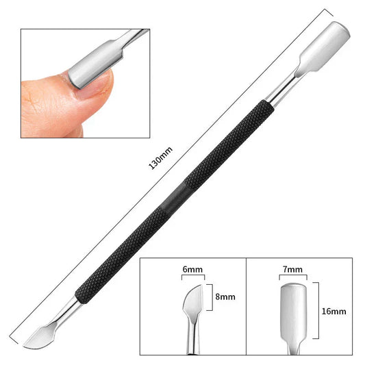 2-Way Stainless Steel Cuticle Pusher – Dead Skin Remover for Manicure & Pedicure