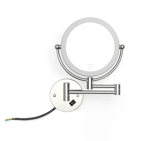 Wall-Mounted LED Makeup Mirror – Double-Sided, 5X Magnification with Touch Dimming