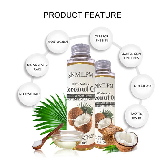 100ml Natural Organic Coconut Oil – Body & Face Massage Oil for Skin Nourishment and Relaxation