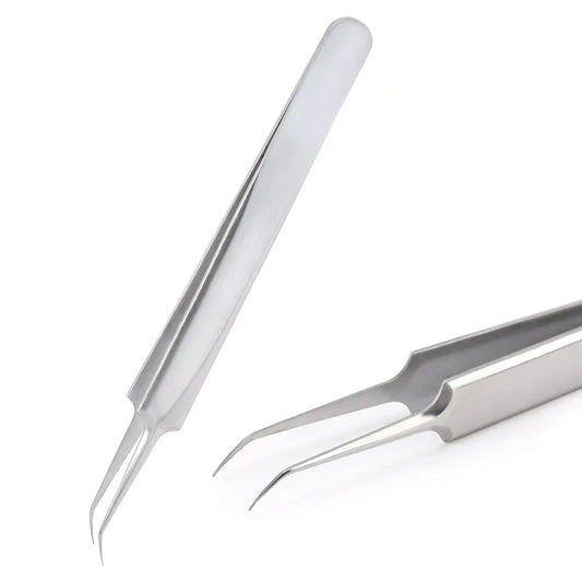 Stainless Steel Eyelash & Eyebrow Tweezers – Anti-Static Precision Makeup Tool