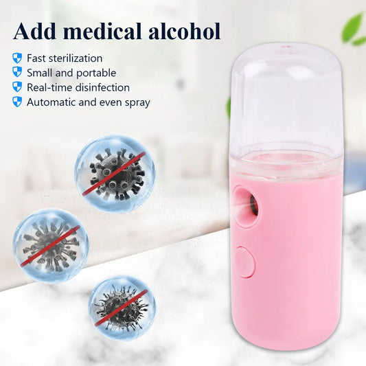 Mini Face Steamer & Nanometer Spray Hydrator – Portable Mist Humidifier & Disinfector for Skincare and Sanitizing