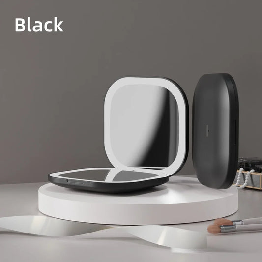 Double-Sided LED Makeup Mirror – 3X Magnification, Adjustable Color, USB Rechargeable & Folding Design