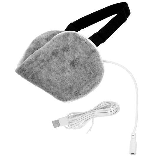 Gray USB Heated Eye Mask – 3D Cartoon Steam Warm Compress for Dry Eyes & Better Sleep