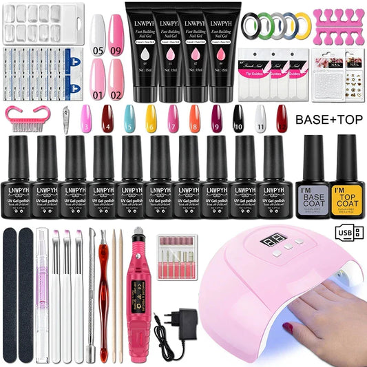 Gel Nail Polish Kit with UV Nail Lamp & Electric Nail Drill Machine – Complete Soak-Off Manicure Set