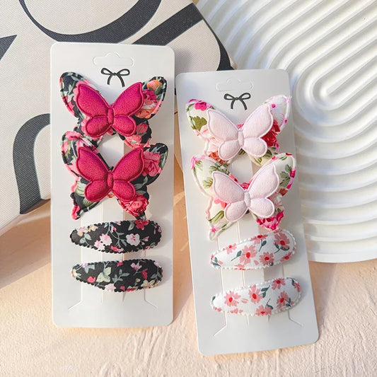 4Pcs/Set Butterfly Hair Clips & BB Clips – Handmade Hair Accessories for Baby Girls