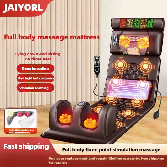 Electric Full Body Massage Mattress – Heating & Airbag Cushion with Handheld Control