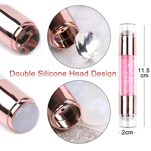 3PCS Dual-Head Silicone Nail Stamper & Scraper Set – Gel Polish Transfer & Stamping Tool Kit (SA1836)