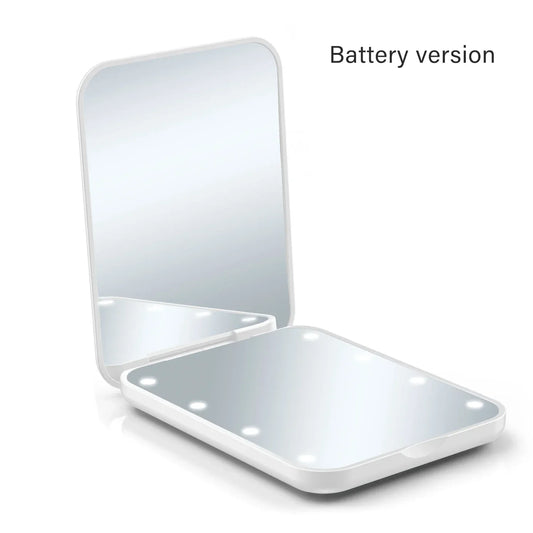 LED Compact Folding Makeup Mirror – Portable Travel Beauty Essential & Gift for Women