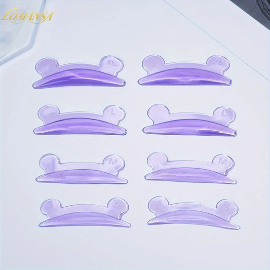 Lomansa 5 Pairs L-Curl Silicone Eyelash Perm Pads – Sticky Rod Shields for Lash Lifting