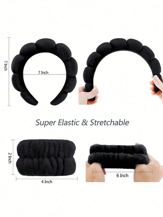 3-Piece Luxury Fiber Spa Set – Soft Headband & Wristbands for Face Wash & Makeup