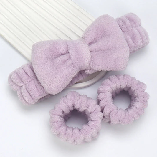 3-Piece Spa Headband & Wristband Set – Microfiber Hair Wrap & Absorbent Washbands