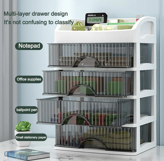 Light Luxury Desktop Storage Box – Multi-Layer Drawer Organizer for Cosmetics & Jewelry