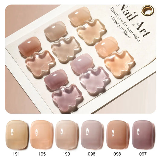LIMEGIRL 6Pcs Gel Nail Polish Set – Transparent Blue Semi-Permanent UV Gel Kit