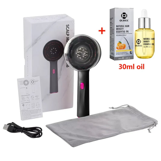 Electric Vibration Massage Comb – 3 Modes Red Light Scalp Massager & Hair Growth Applicator