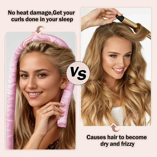 Heatless Curling Rod Headband – No-Heat Ribbon Hair Rollers for Overnight Styling