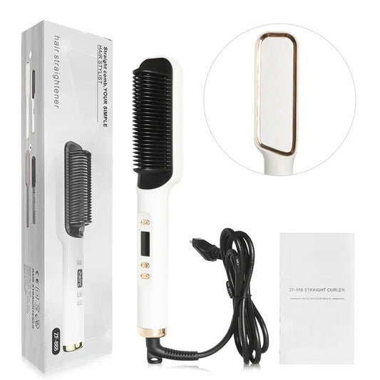Electric Hot Comb Straightener – Negative Ion Straightening Brush & Anti-Scald Styling Tool