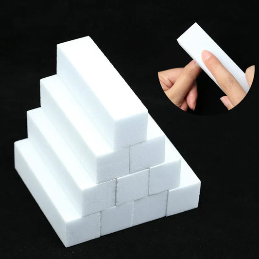 White Nail Art Buffer Block – Sponge Buffing Tool for Manicure & Pedicure Care