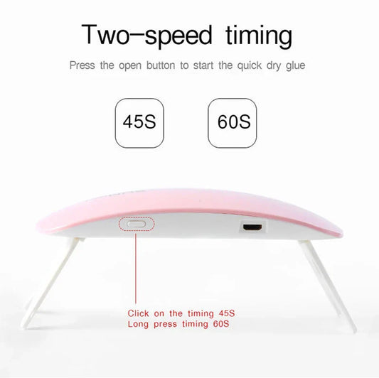 Portable Mini USB 6W UV Nail Lamp – Desk-Top Nail Dryer with 3 LEDs