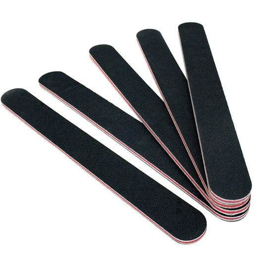 5PCS/10PCS Professional Nail Files – 100/180 Grit Black Sandpaper Buffing & Shaping Tools
