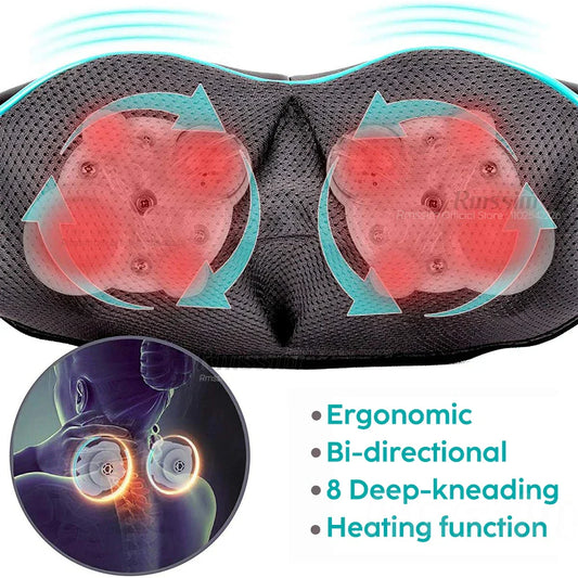 Shiatsu Neck & Shoulder Massager – Heated U-Shape Deep Kneading Massage Pillow for Neck, Back, Waist & Legs