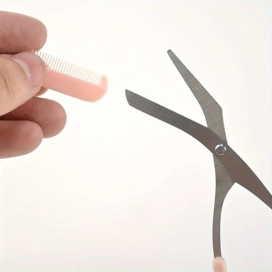 Stainless Steel Eyebrow Scissors with Built-in Comb – Precision Grooming Tool