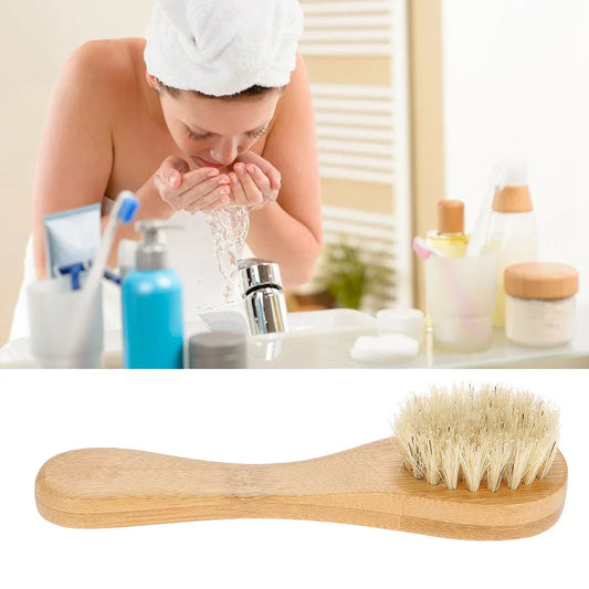 Wooden Handle Face Brush – Exfoliating Skin Cleaning Tool for Radiant, Smooth Skin