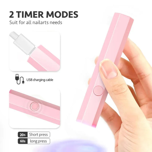 Portable Mini UV LED Nail Lamp – Handheld USB Flashlight Style Gel Polish Dryer